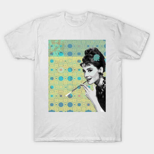 Audrey Hepburn Smoking. T-Shirt by FanitsaArt